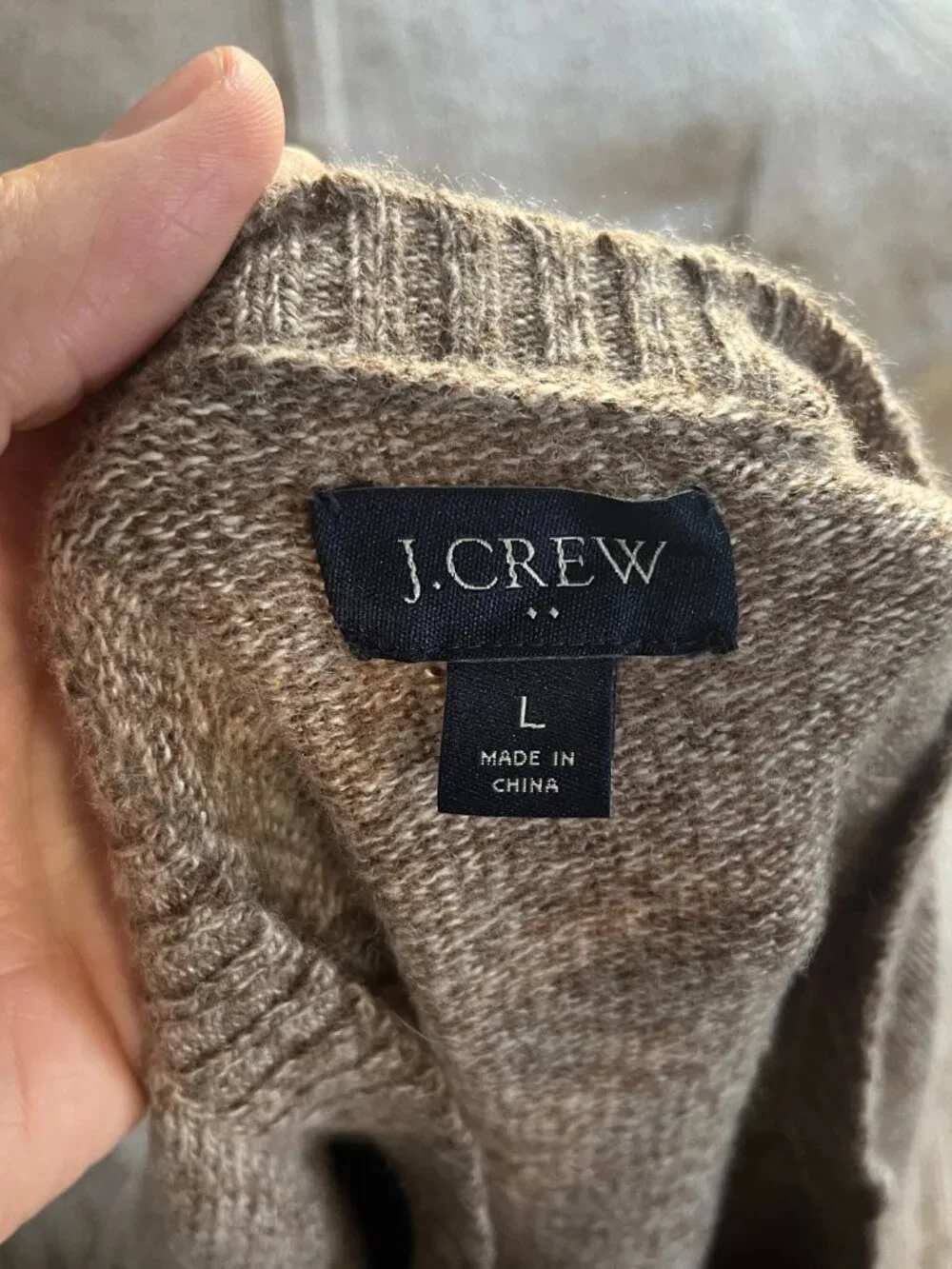 🧶 J. Crew Men’s L Lambswool Blend Crewneck Sweater Tan Flecked EUC ✨